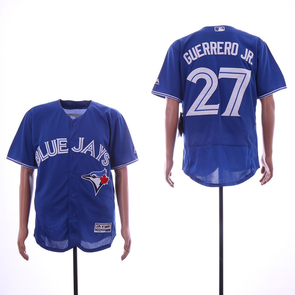 Men Toronto Blue Jays 27 Guerrero jr Blue Elite MLB Jerseys